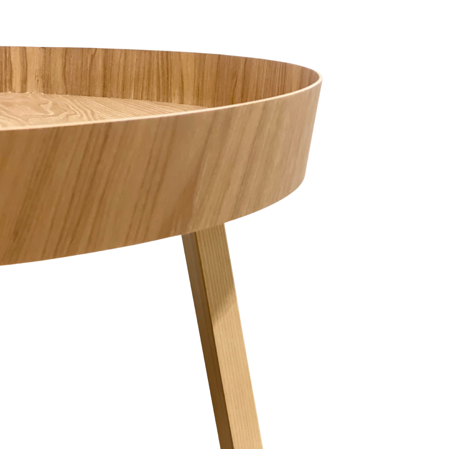 Sculptural Round Coffee Table — Natural Wood