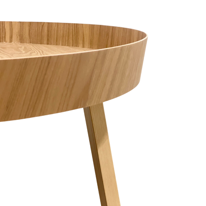 Sculptural Round Coffee Table — Natural Wood