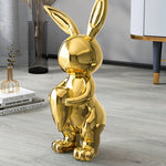 Cargar imagen en el visor de la galería, 16.1&quot; Gold Shiny Resin Rabbit Statue Animal Art Decorative Sculpture Home Decor Vase
