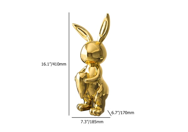 16.1" Gold Shiny Resin Rabbit Statue Animal Art Decorative Sculpture Home Decor Vase