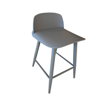 Modern Gray Counter Stool with Comfortable Upholstered Backrest