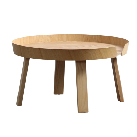 Modern Round Wooden Dining Table with Natural Wood Finish