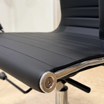 Load image into Gallery viewer, Black Upholstered Office Chair Seat with Ribbed Cushion Design
