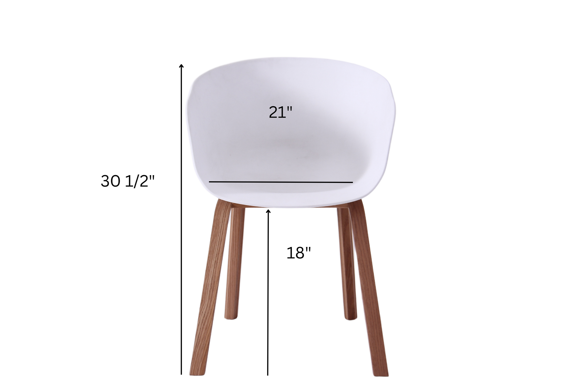Grey Scandinavian dining chair with product dimensions