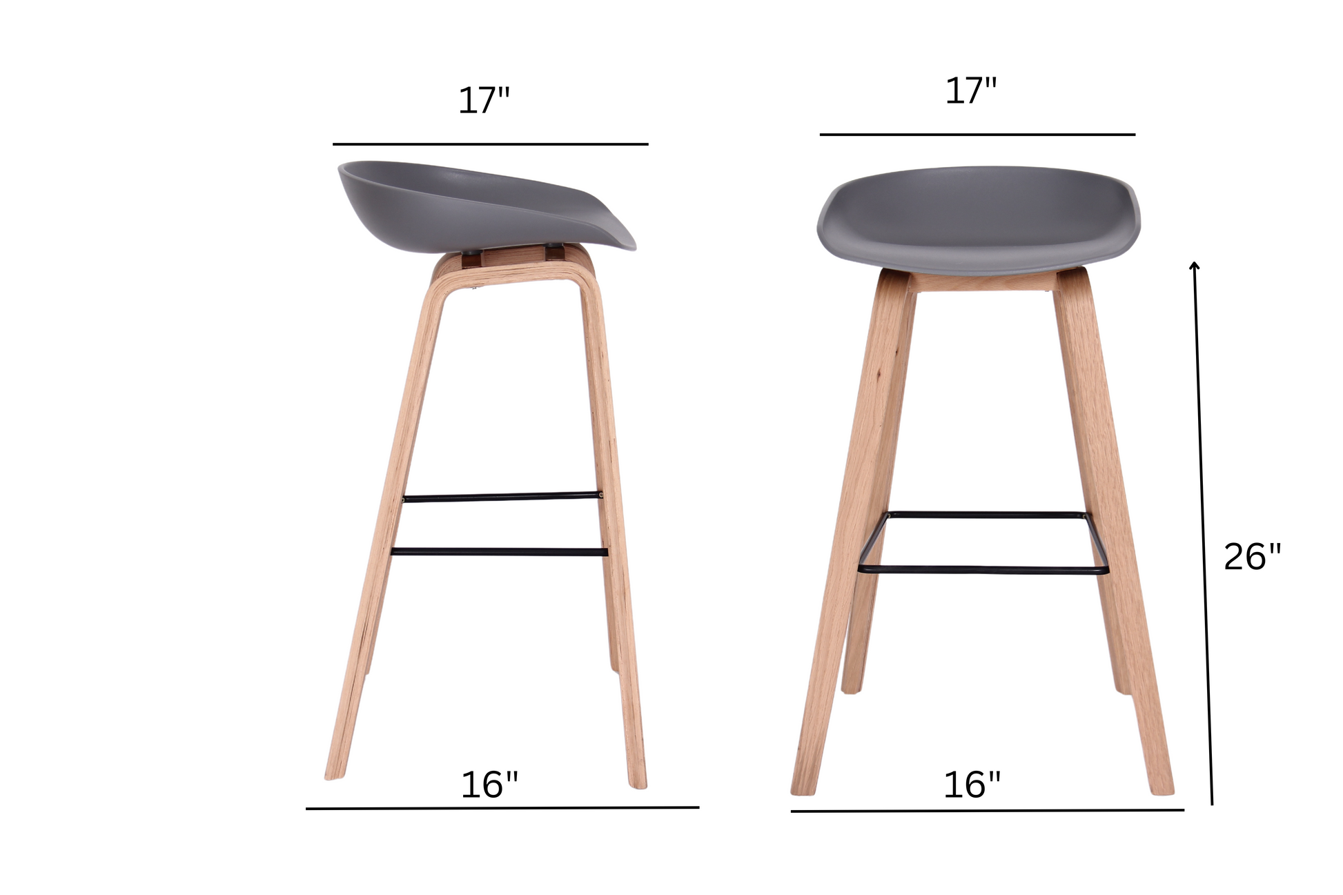 Nordic counter stools set of 2 with product dimensions